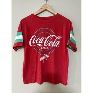 Americana Retro Coca-Cola Graphic Tee Size S Red Varsity Stripe Logo Shirt